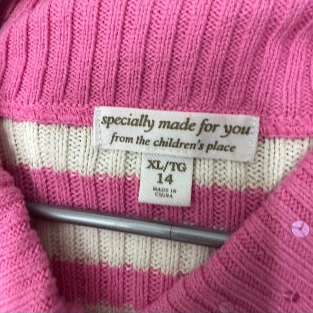 Sweater candy striped ribbon bow tie detail sequins sparkly knitted crochet y2k